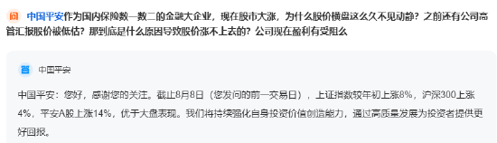 财惠赚 中国平安回应股价横盘疑问：表现优于大盘，将通过高质量发展为投资者提供更好回报